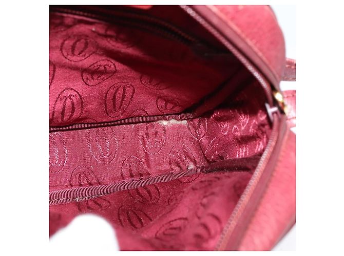CARTIER Schultertasche Must Line Leder Weinrot Auth BA833 Bordeaux - Ansicht 17