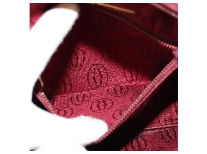 CARTIER Schultertasche Must Line Leder Weinrot Auth BA833 Bordeaux - Ansicht 19