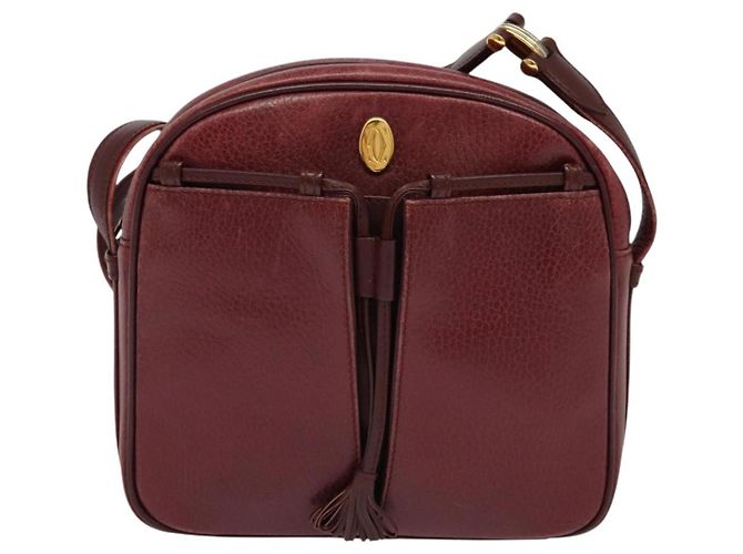 CARTIER Schultertasche Must Line Leder Weinrot Auth BA833 Bordeaux - Ansicht 2