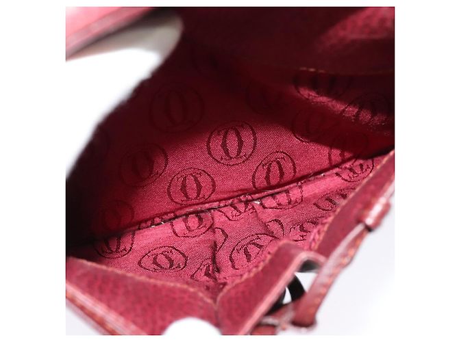 CARTIER Schultertasche Must Line Leder Weinrot Auth BA833 Bordeaux - Ansicht 20