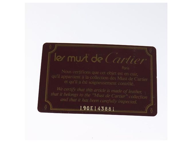 CARTIER Schultertasche Must Line Leder Weinrot Auth BA833 Bordeaux - Ansicht 21