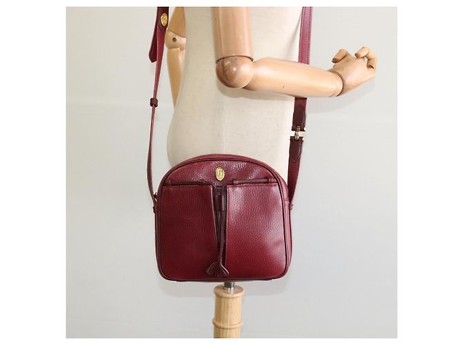 CARTIER Schultertasche Must Line Leder Weinrot Auth BA833 Bordeaux - Ansicht 22