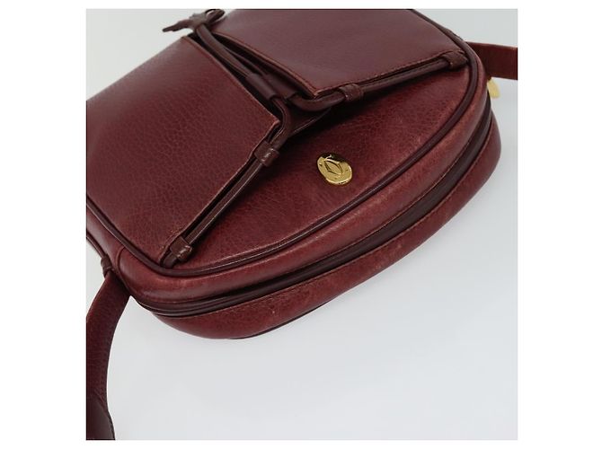 CARTIER Schultertasche Must Line Leder Weinrot Auth BA833 Bordeaux - Ansicht 6