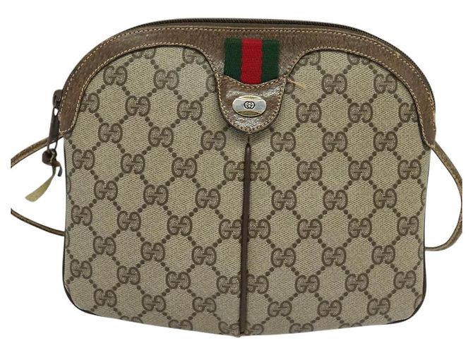 GUCCI GG Supreme Web Borsa Sherry Linea PVC Beige Verde Rosso 904 02 047 Auth EC913 - vista 2