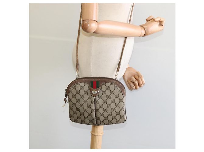 GUCCI GG Supreme Web Borsa Sherry Linea PVC Beige Verde Rosso 904 02 047 Auth EC913 - vista 20