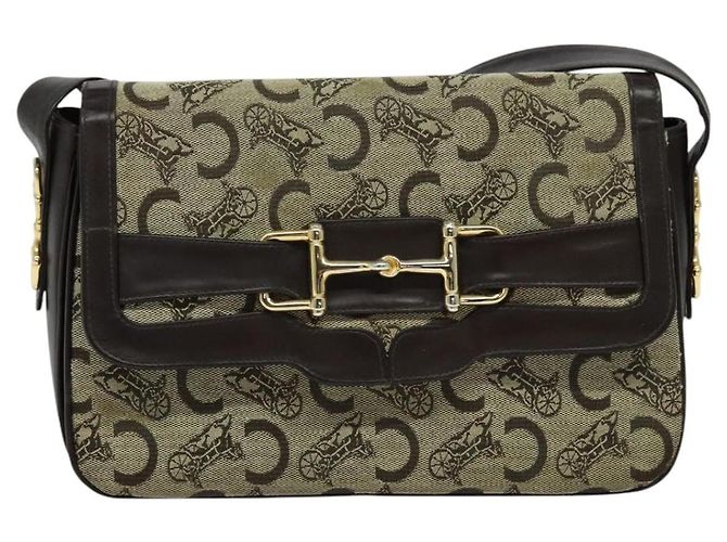 Céline Borsa a spalla Celine C Sulky in tela beige Auth EC1017 - vista 2