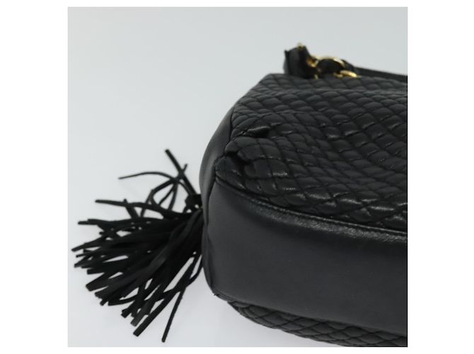 BALLY Bolsa de mão acolchoada de couro preta Auth BA969 Preto - vista 10