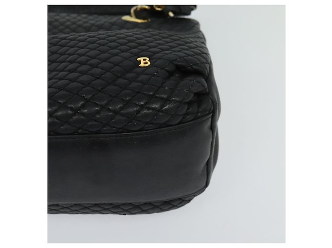 BALLY Bolsa de mão acolchoada de couro preta Auth BA969 Preto - vista 11