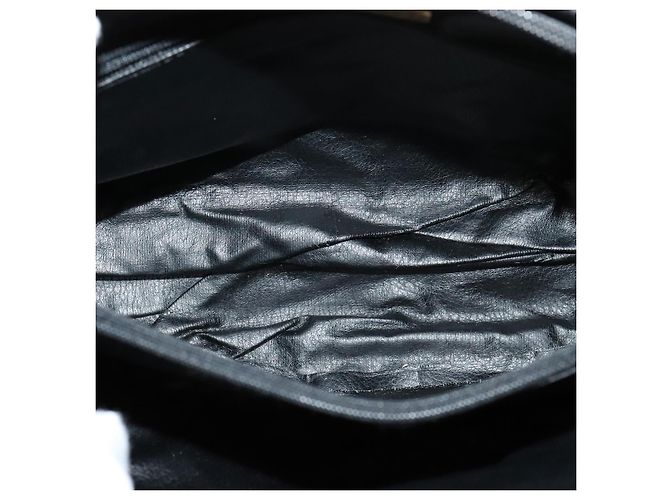 BALLY Bolsa de mão acolchoada de couro preta Auth BA969 Preto - vista 17