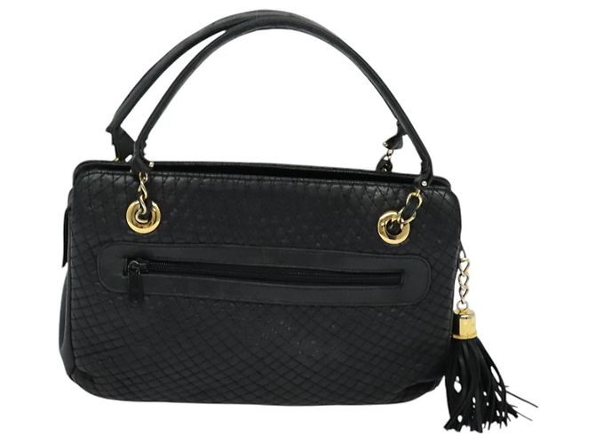 BALLY Bolsa de mão acolchoada de couro preta Auth BA969 Preto - vista 3