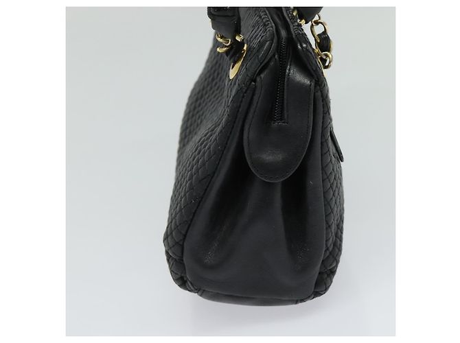 BALLY Bolsa de mão acolchoada de couro preta Auth BA969 Preto - vista 5