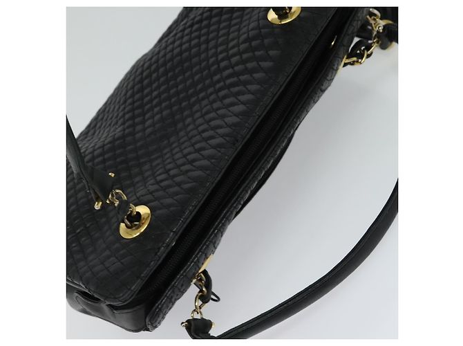 BALLY Bolsa de mão acolchoada de couro preta Auth BA969 Preto - vista 6