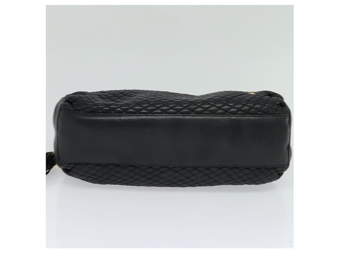 BALLY Bolsa de mão acolchoada de couro preta Auth BA969 Preto - vista 9