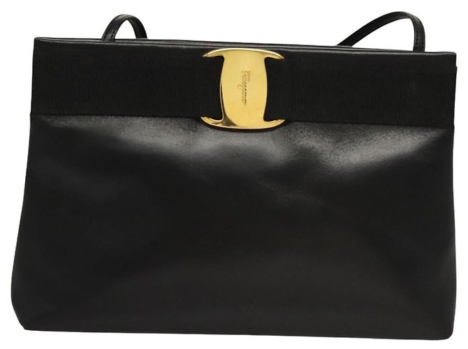 Borsa a Spalla Salvatore Ferragamo in Pelle Nera Oro Auth BA1003 Nero D'oro - vista 2