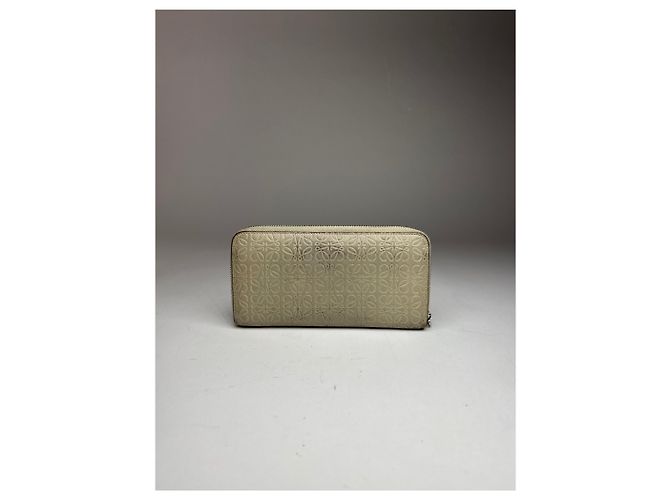 Vintage Loewe Madrid Monogram Leather Wallet grey White - view 2