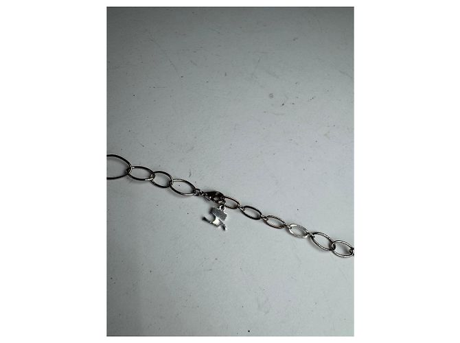 Vintage Courreges Blumenstahl Collier Silber Weiß - Ansicht 3