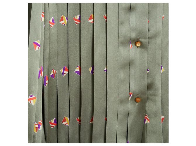Chloe 1995s Top FR40 Blusa de seda plisada verde UK12 US10 Lagerfeld Chloé - vista 3
