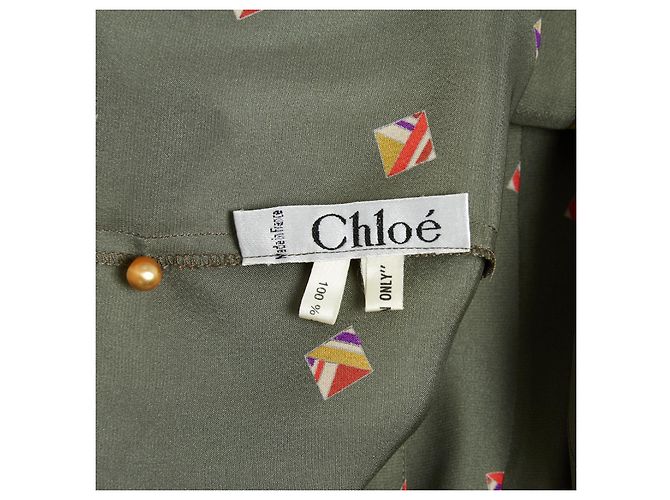 Chloe 1995s Top FR40 Blusa de seda plisada verde UK12 US10 Lagerfeld Chloé - vista 4
