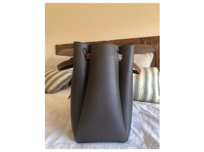 Borsa Loewe Lazo Shopper in pelle marrone e grigia Grigio Marrone scuro - vista 4