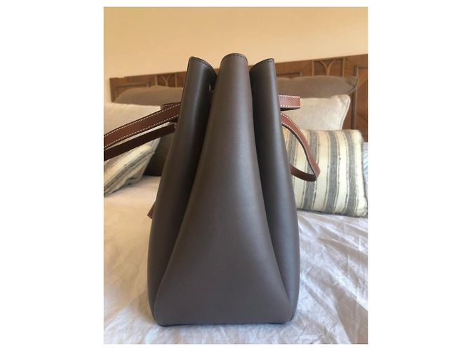 Borsa Loewe Lazo Shopper in pelle marrone e grigia Grigio Marrone scuro - vista 5