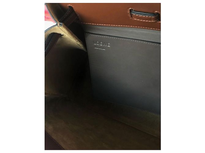 Borsa Loewe Lazo Shopper in pelle marrone e grigia Grigio Marrone scuro - vista 8