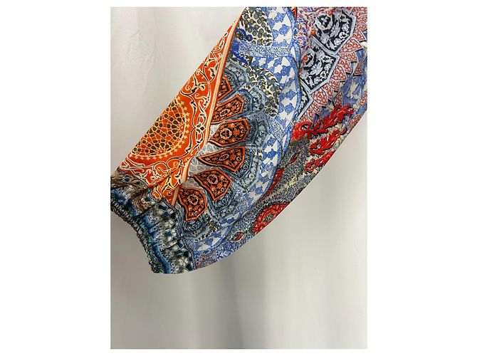 Blusa Camilla de crepé de seda con cristales Azul Multicolor Naranja Azul claro - vista 5
