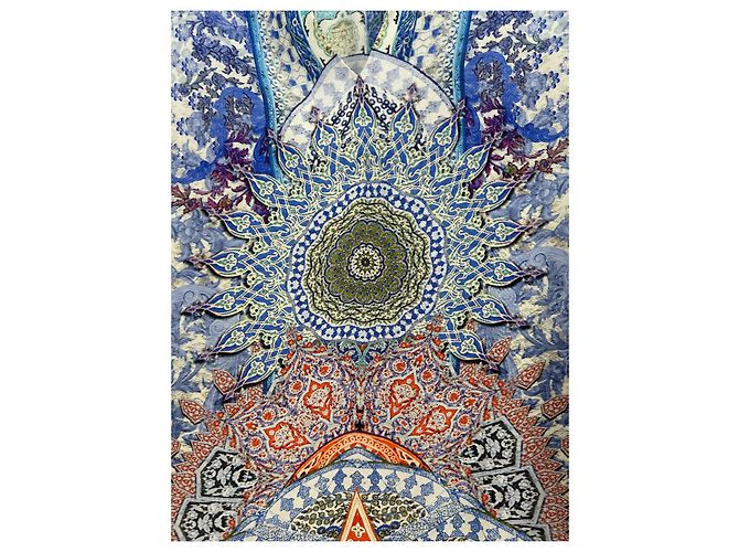 Blusa Camilla de crepé de seda con cristales Azul Multicolor Naranja Azul claro - vista 6