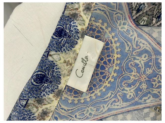 Blusa Camilla de crepé de seda con cristales Azul Multicolor Naranja Azul claro - vista 7