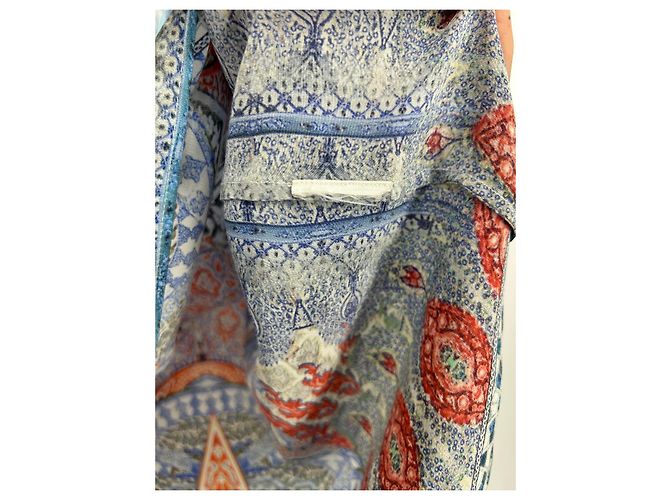 Blusa Camilla de crepé de seda con cristales Azul Multicolor Naranja Azul claro - vista 8
