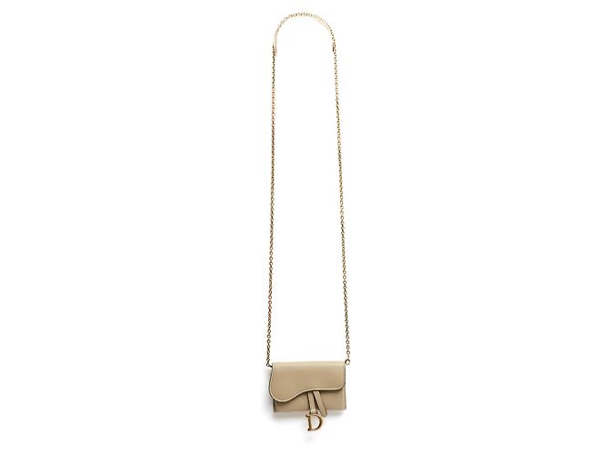 Christian Dior 2023 Saddle Mini Pochette Portafoglio in Pelle Beige con Catena o Borsa in Cintura - vista 2