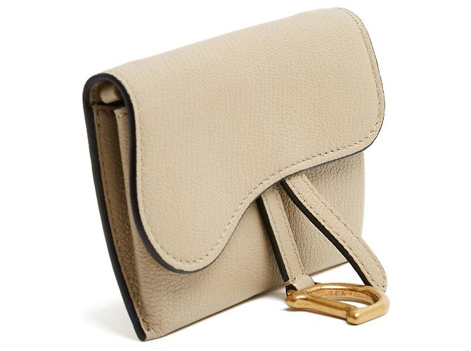 Christian Dior 2023 Saddle Mini Pochette Portafoglio in Pelle Beige con Catena o Borsa in Cintura - vista 4