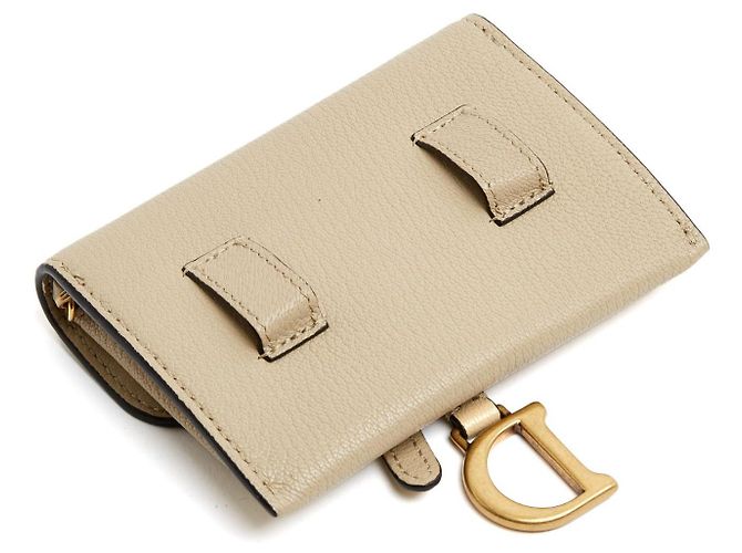 Christian Dior 2023 Saddle Mini Pochette Portafoglio in Pelle Beige con Catena o Borsa in Cintura - vista 6