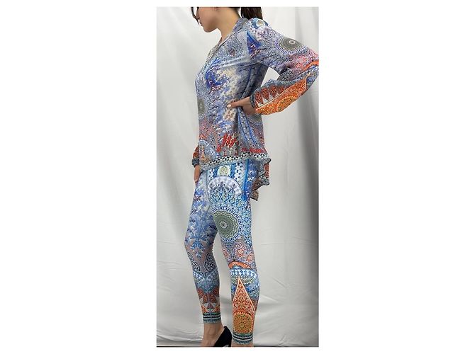 Leggings estampados Camilla de cintura alta Blanco Multicolor Amarillo Azul claro Azul oscuro - vista 2