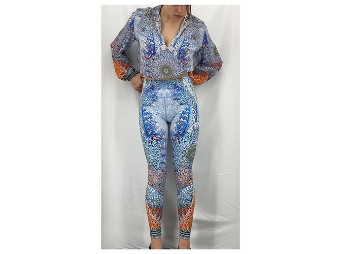 Leggings estampados Camilla de cintura alta Blanco Multicolor Amarillo Azul claro Azul oscuro - vista 3