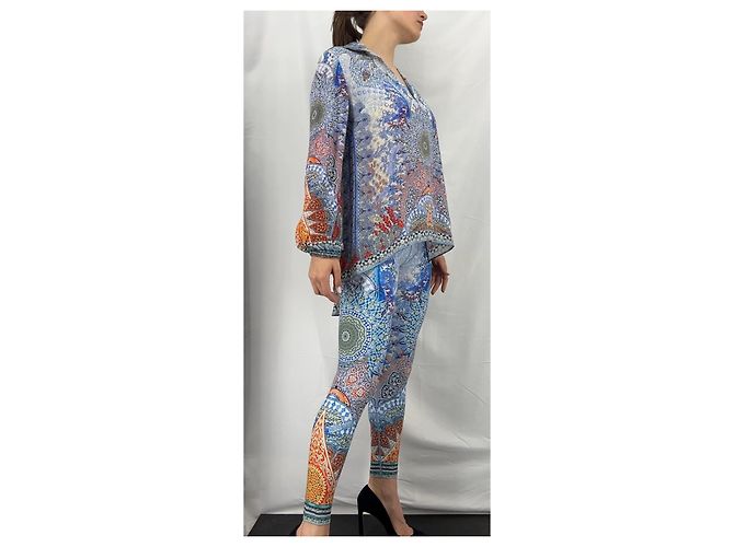 Leggings estampados Camilla de cintura alta Blanco Multicolor Amarillo Azul claro Azul oscuro - vista 4