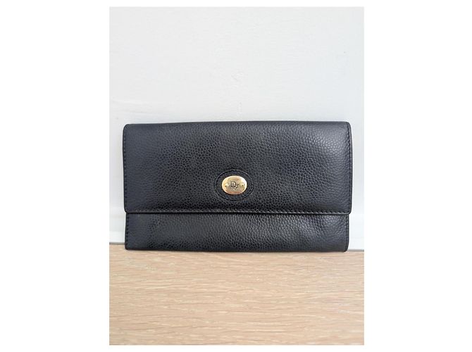 Christian Dior Geldbörse Dunkelblau Grained Leder Marineblau - Ansicht 3