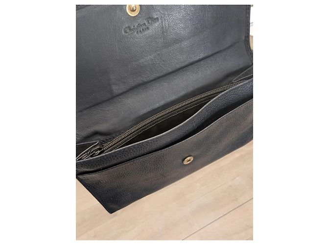 Christian Dior Geldbörse Dunkelblau Grained Leder Marineblau - Ansicht 4