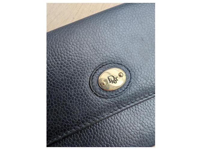 Christian Dior Geldbörse Dunkelblau Grained Leder Marineblau - Ansicht 6