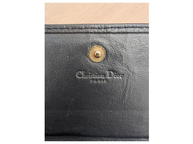 Christian Dior Geldbörse Dunkelblau Grained Leder Marineblau - Ansicht 7