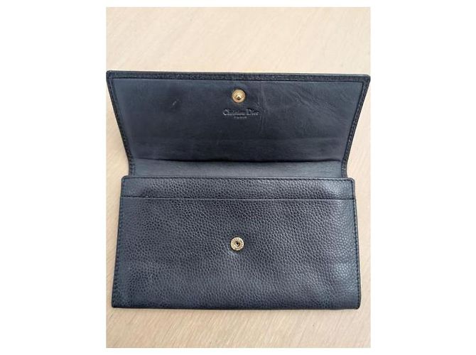 Christian Dior Geldbörse Dunkelblau Grained Leder Marineblau - Ansicht 8