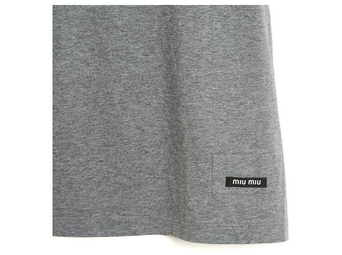 Miu Miu 2017 Graues Top FR38 Graues Jersey Rüschenshirt UK10 US8 Neu - Ansicht 3