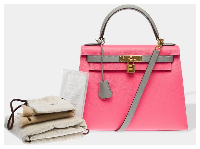Hermès HERMES Kelly 28 Bag in Pink Leather - 102609 - view 2