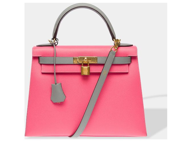 Hermès HERMES Kelly 28 Bag in Pink Leather - 102609 - view 3