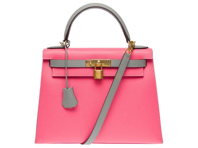 Hermès HERMES Kelly 28 Bag in Pink Leather - 102609 - view 4