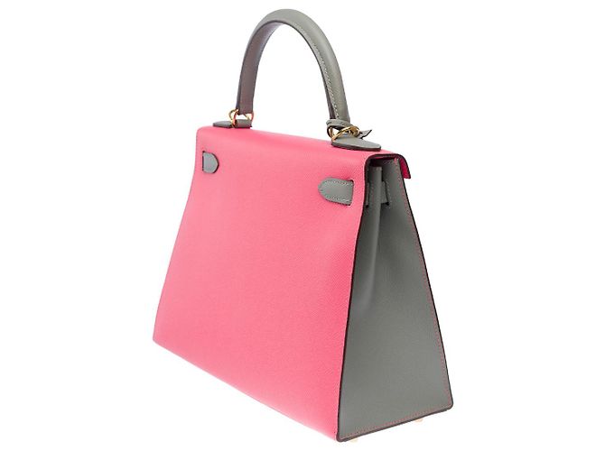 Hermès HERMES Kelly 28 Bag in Pink Leather - 102609 - view 7