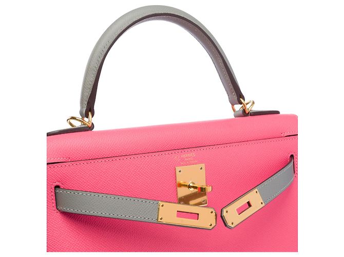 Hermès HERMES Kelly 28 Bag in Pink Leather - 102609 - view 8