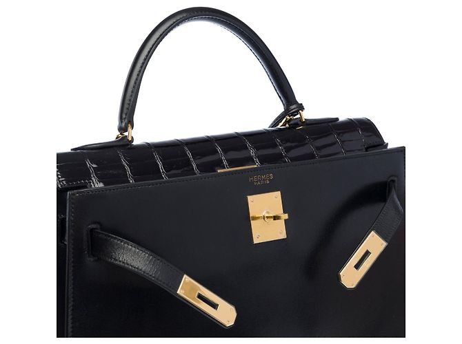 Hermès Sac HERMES Kelly 32 en Cuir Noir - 102606 - vue 6