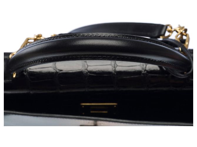 Hermès Sac HERMES Kelly 32 en Cuir Noir - 102606 - vue 9