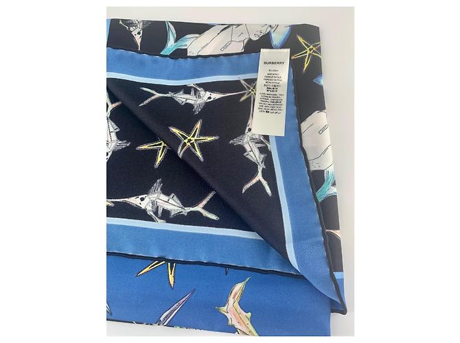Burberry Stola in seta blu molto raffinata - vista 3