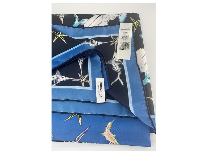 Burberry Stola in seta blu molto raffinata - vista 4